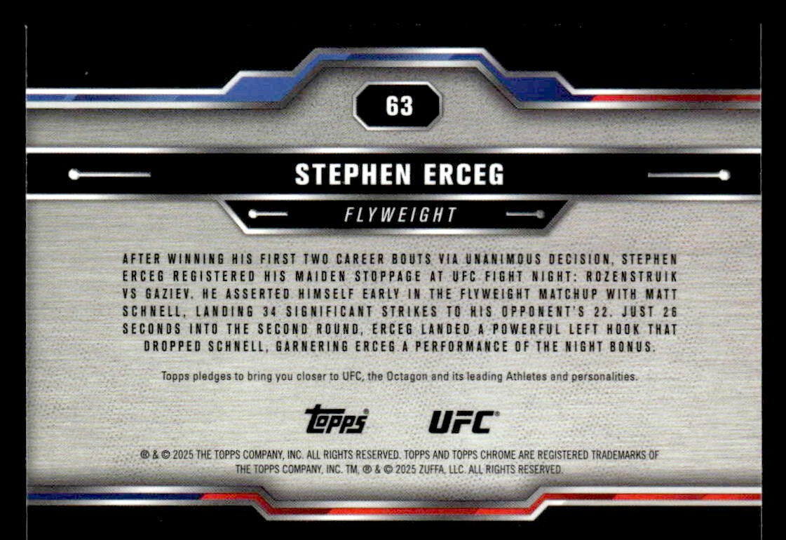 2025 Topps Chrome UFC #63 Stephen Erceg