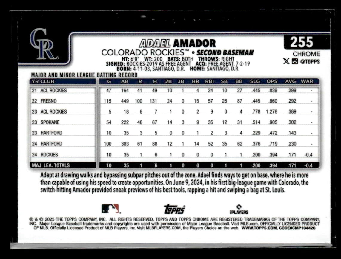 2025 Topps Chrome #255 Adael Amador