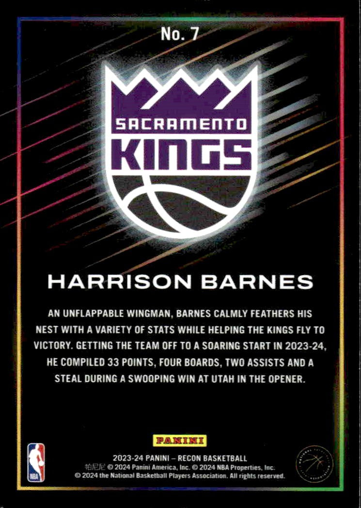 2023-24 Panini Recon #7 Harrison Barnes