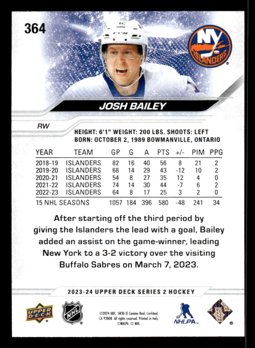 2023-24 Upper Deck #364 Josh Bailey