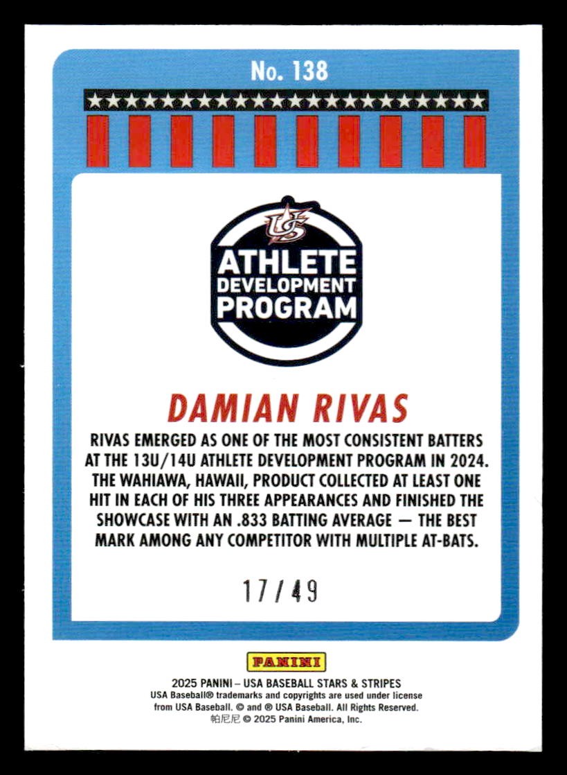 2025 Panini Stars and Stripes USA Baseball #138 Damian Rivas Mojo