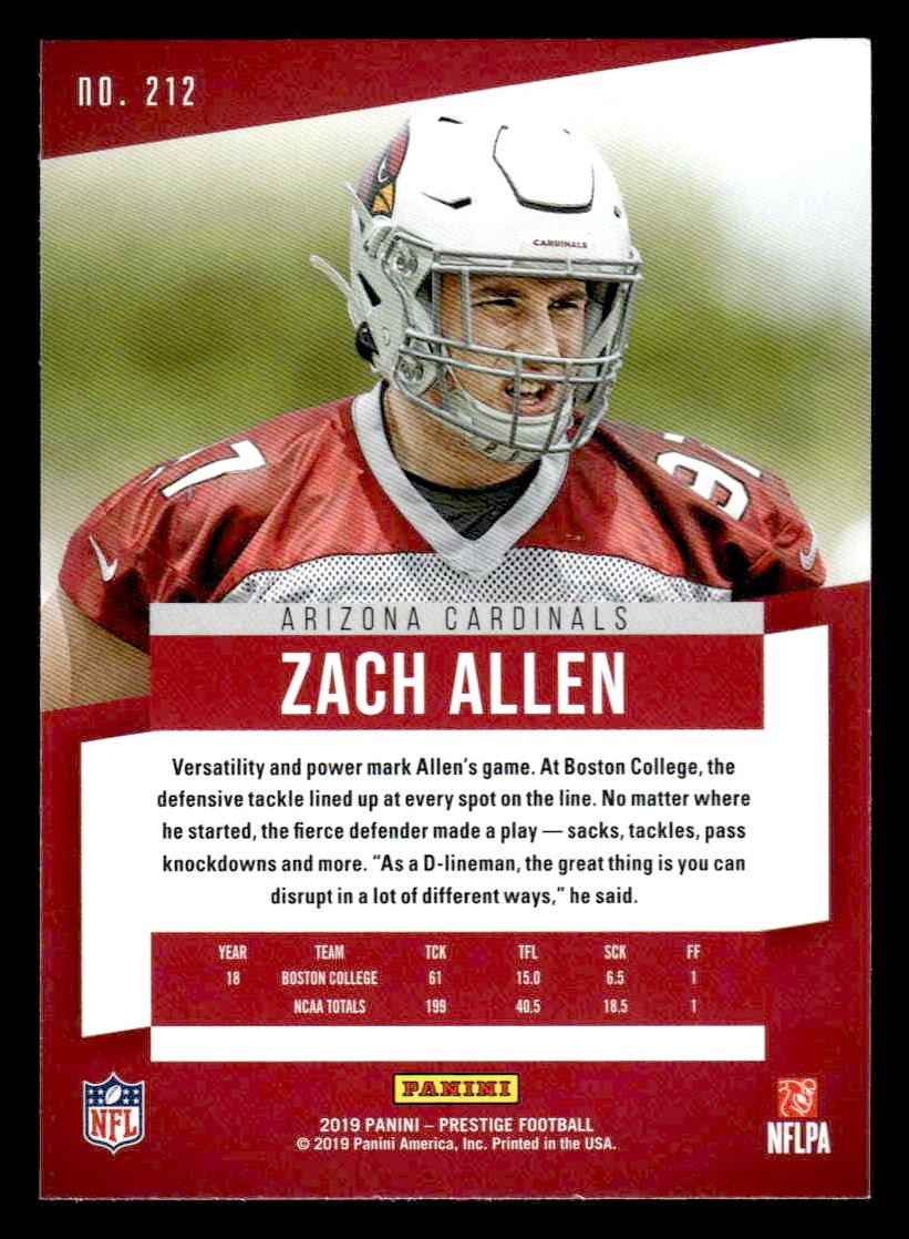 2019 Panini Prestige #212 Zach Allen Xtra Points Green