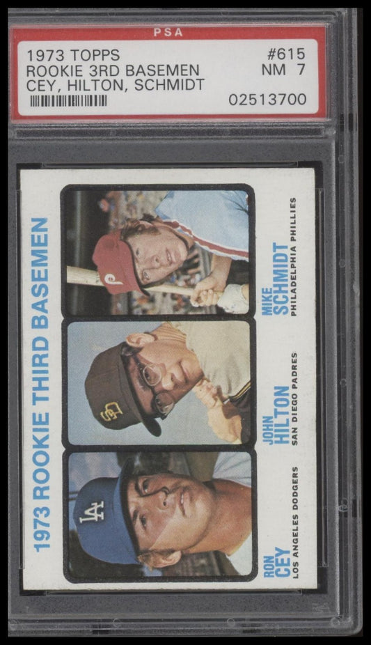 🔥 Mike Schmidt, Ron Cey, John Hilton 1973 Topps Rookie 3B PSA 7 Slab 🔥