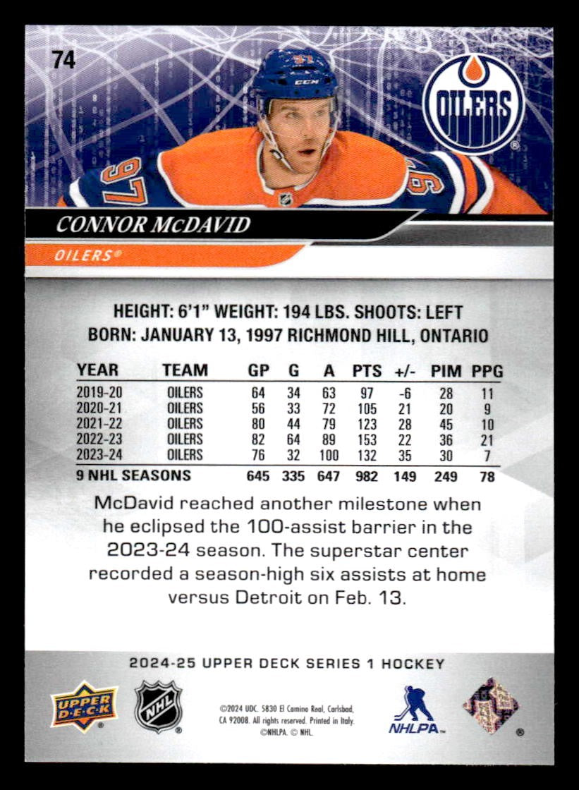 2024-25 Upper Deck #74 Connor McDavid