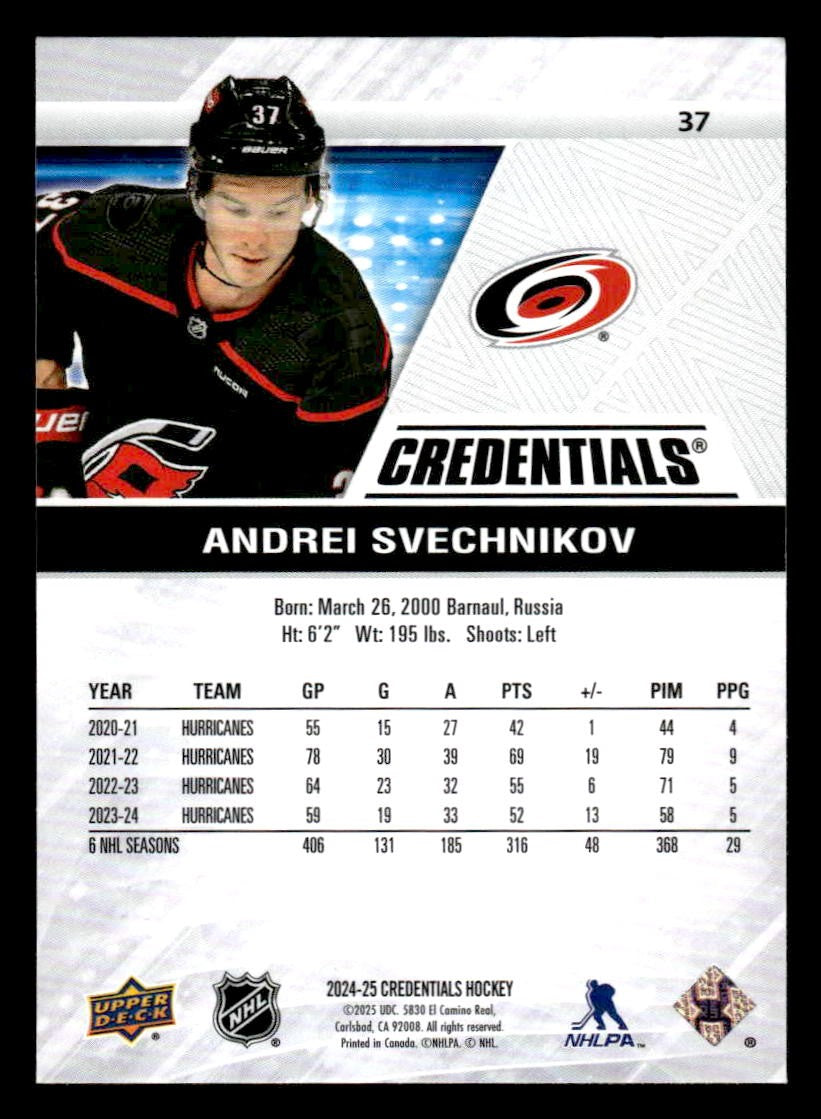 2024-25 Upper Deck Credentials #37 Andrei Svechnikov