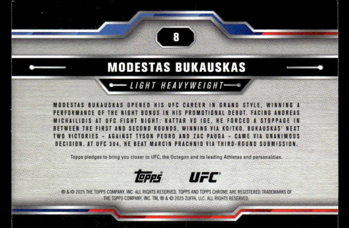 2025 Topps Chrome UFC #8 Modestas Bukauskas