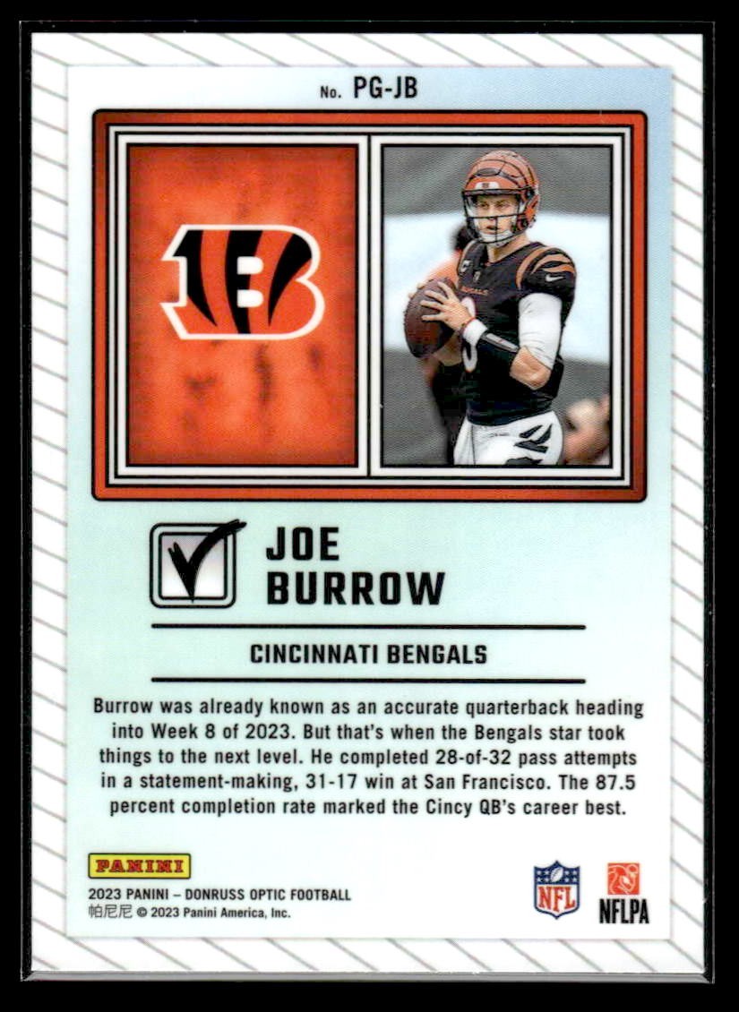 2023 Donruss Optic #PG-JB Joe Burrow Passing Grade
