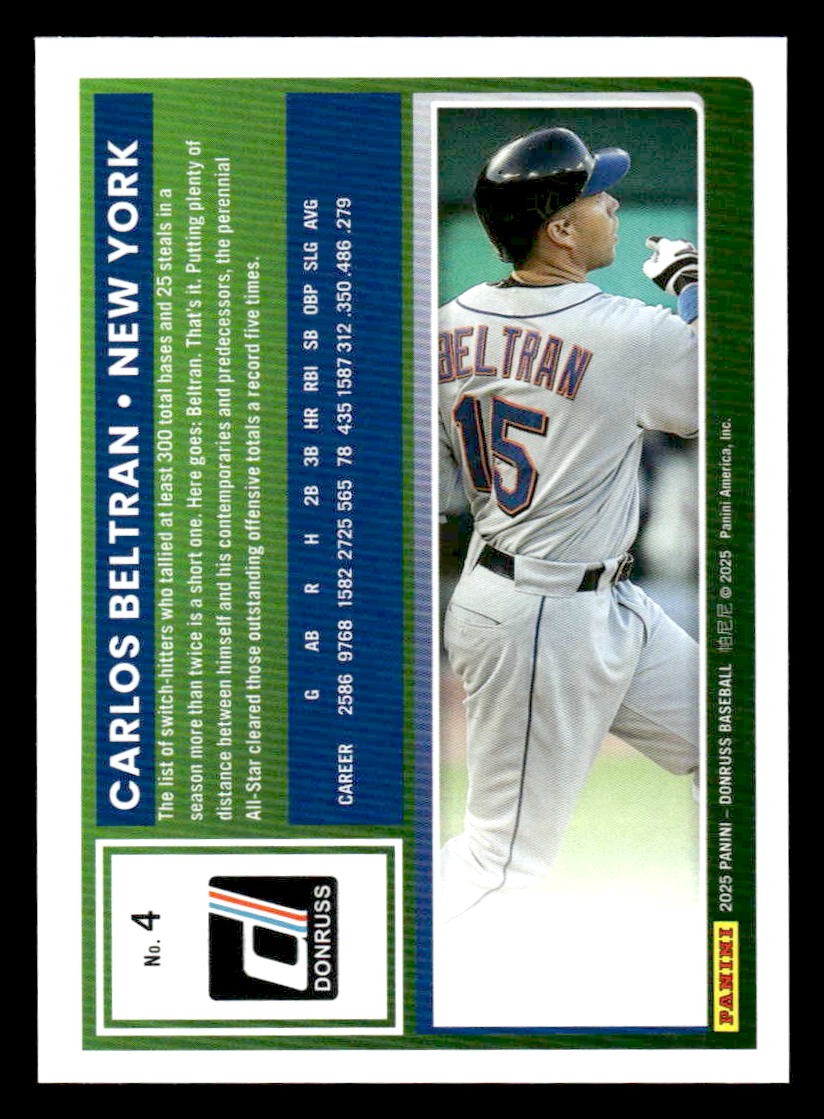 2025 Donruss #4 Carlos Beltran