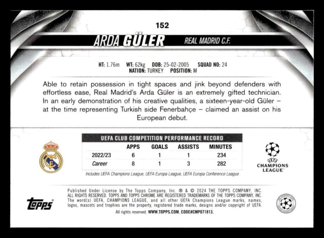 2023-24 Topps Chrome UEFA Club Competitions #152 Arda Güler