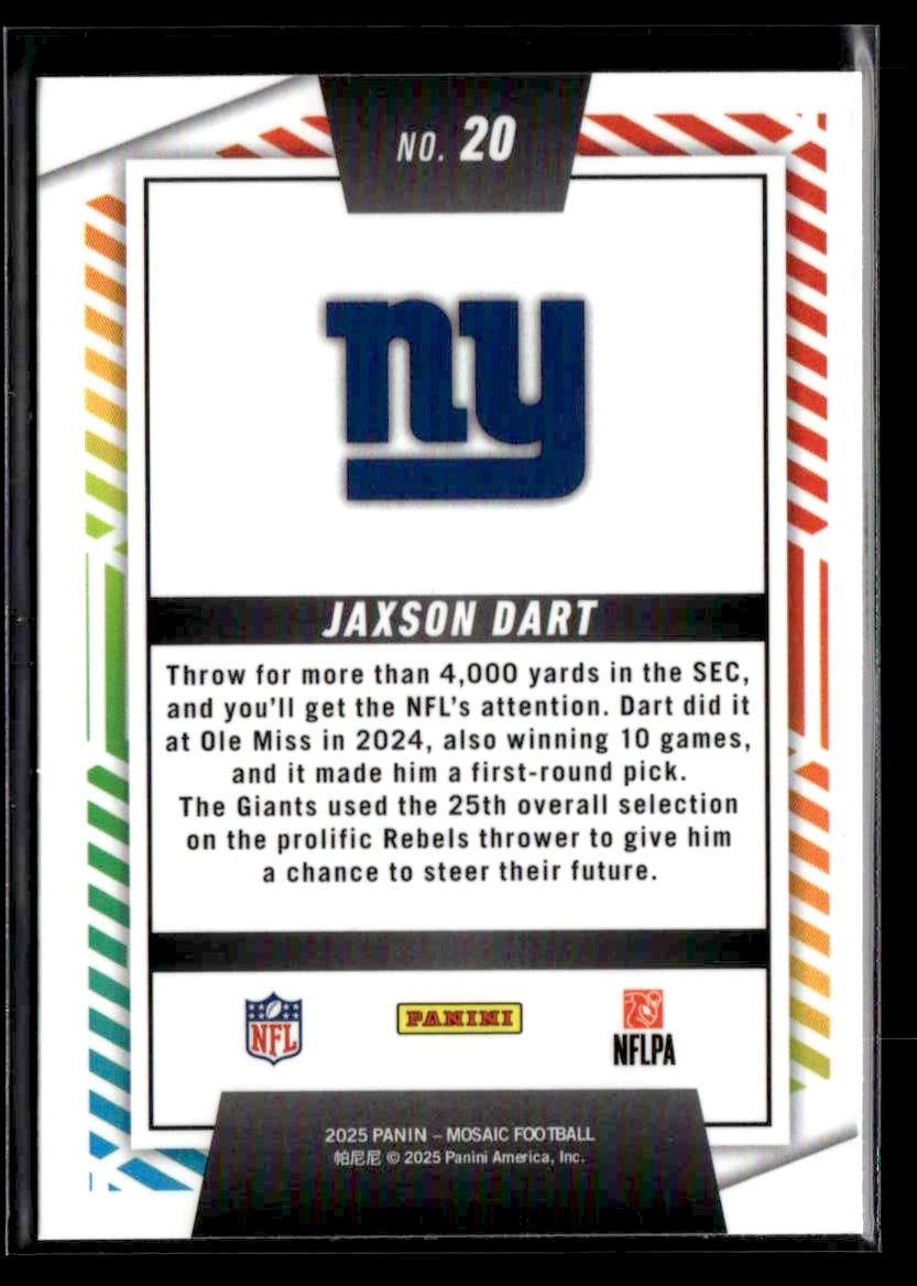 2025 Panini Mosaic #20 Jaxson Dart Men of Mastery