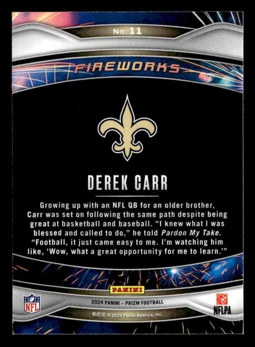 2024 Panini Prizm #11 Derek Carr Fireworks
