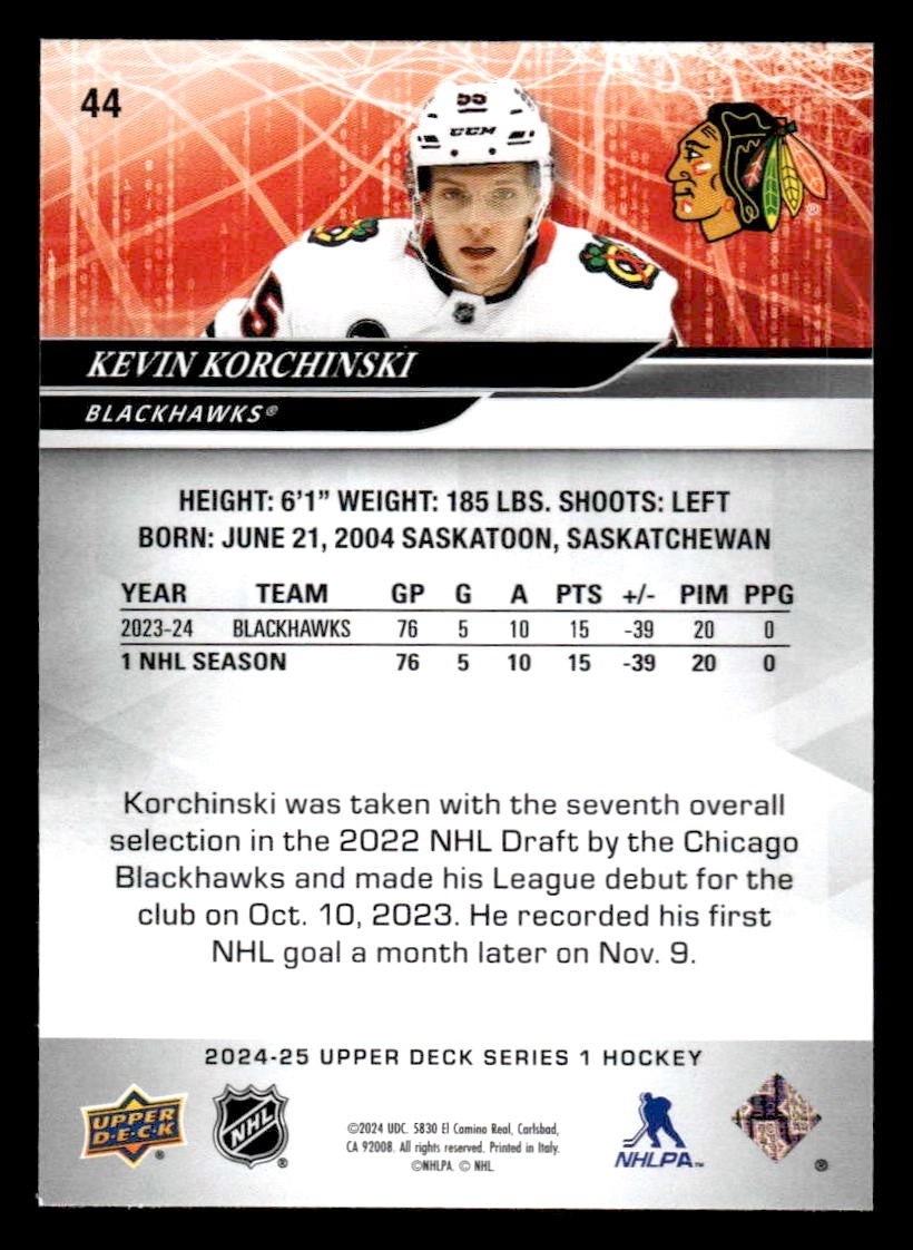 2024-25 Upper Deck #44 Kevin Korchinski