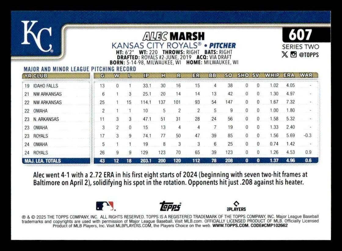 2025 Topps #607 Alec Marsh
