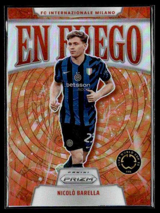 2025 Panini Prizm FIFA Club World Cup #11 Nicolo Barella En Fuego Silver