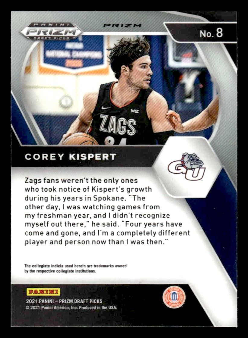 2021 Panini Prizm Draft Picks #8 Corey Kispert Red Ice