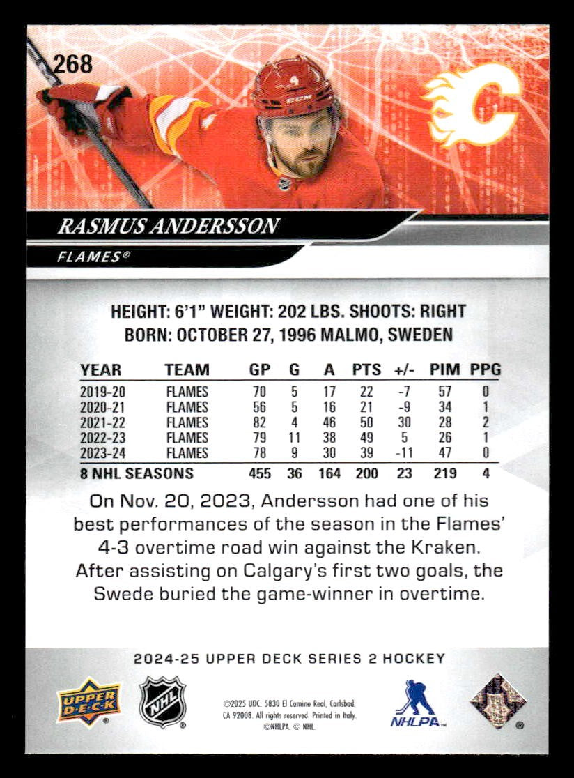 2024-25 Upper Deck #268 Rasmus Andersson