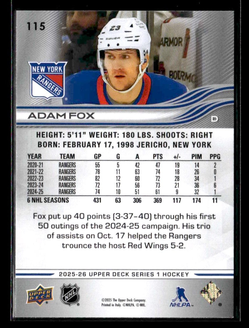 2025-26 Upper Deck #115 Adam Fox