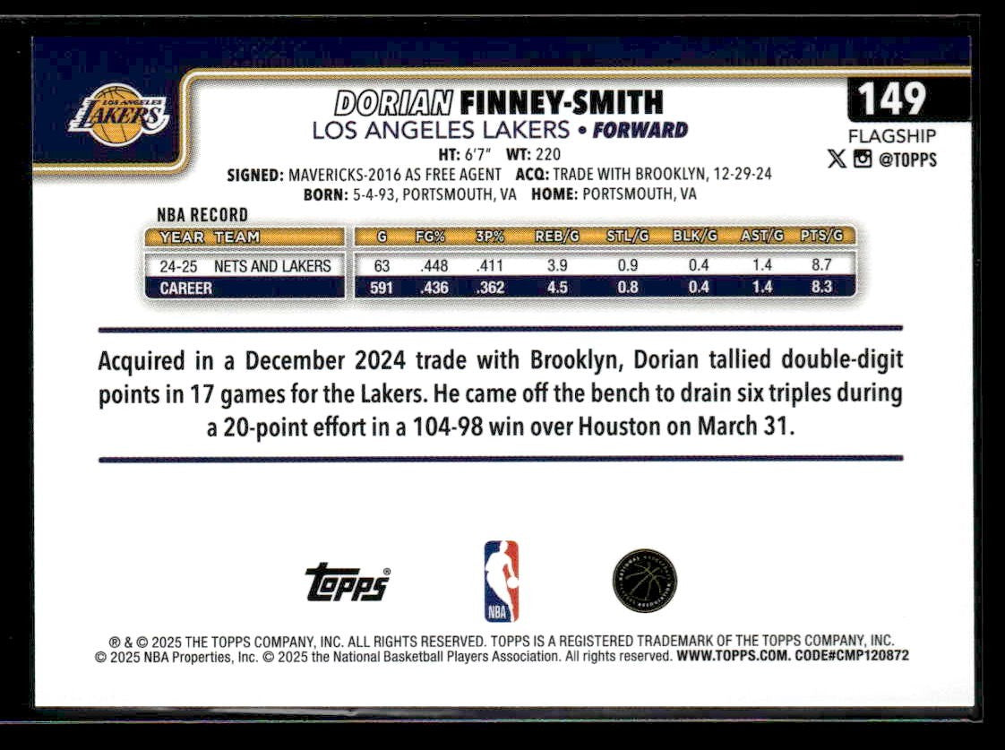 2025-26 Topps #149 Dorian Finney-Smith