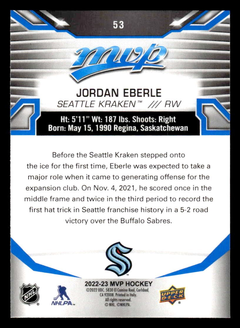 2022-23 Upper Deck MVP #53 Jordan Eberle Blue Script