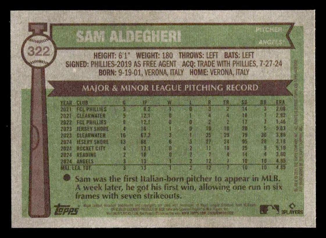 2025 Topps Heritage #322 Sam Aldegheri