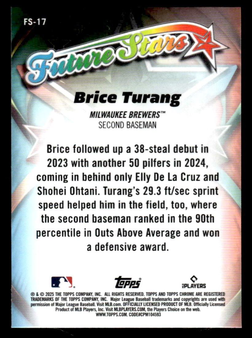 2025 Topps Chrome #FS-17 Brice Turang Future Stars