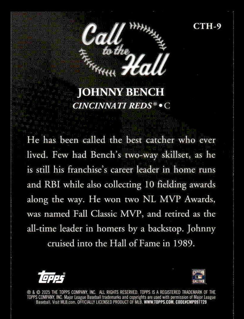2025 Topps #CTH-9 Johnny Bench Call to the Hall