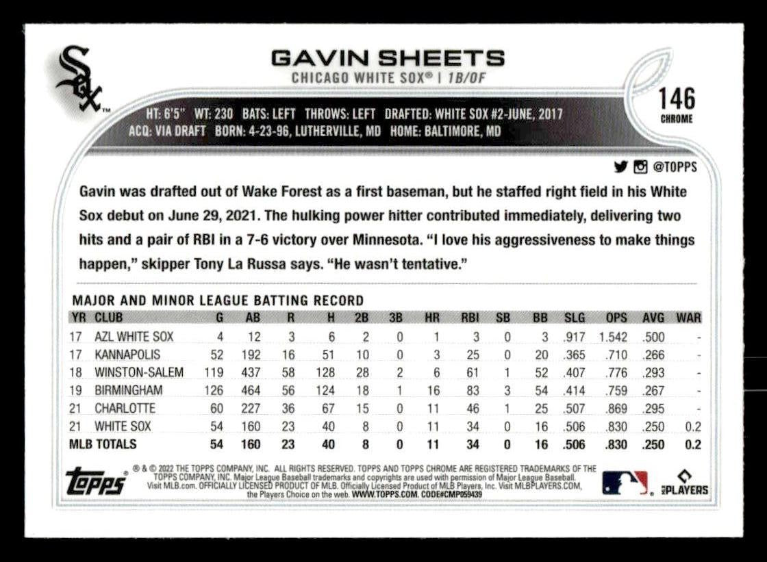 2022 Topps Chrome Sonic #146 Gavin Sheets