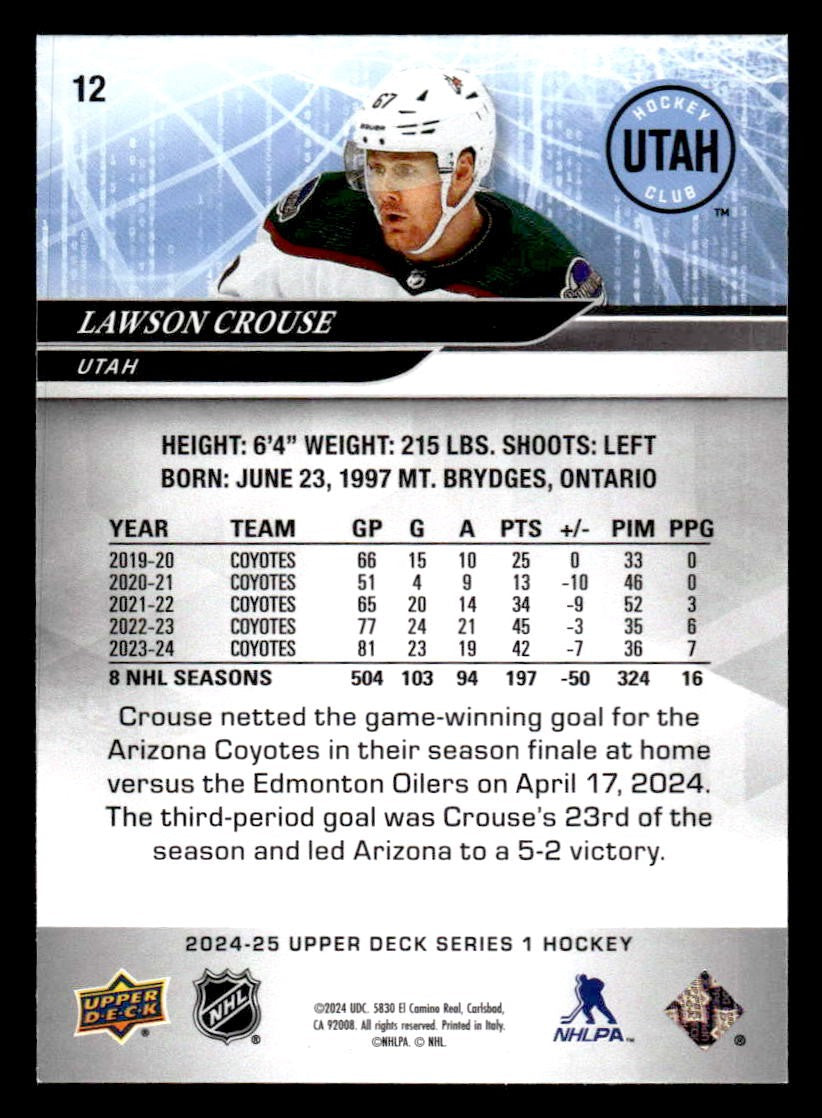 2024-25 Upper Deck #12 Lawson Crouse