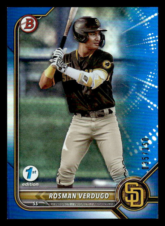 2022 Bowman Draft 1st Edition #BD-161 Rosman Verdugo Blue Foil 035/150