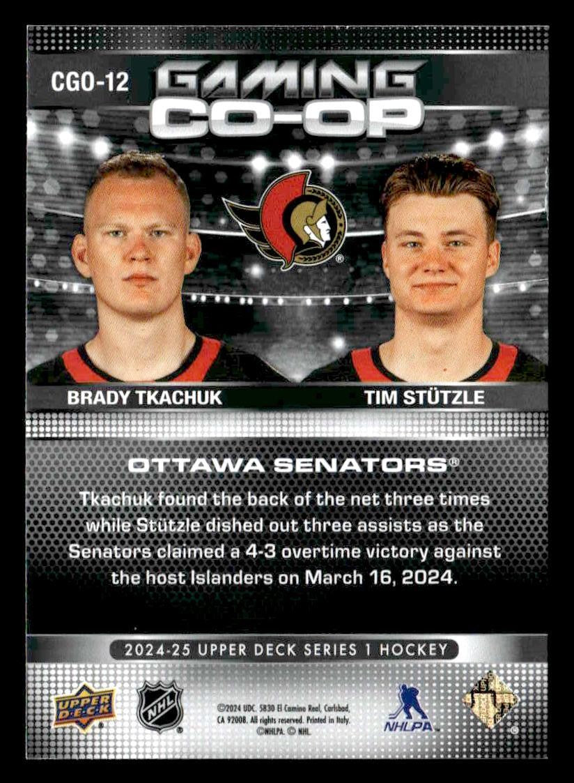 2024-25 Upper Deck #CGO-9 Mark Stone / Jonathan Marchessault Gaming Co-Op Blue