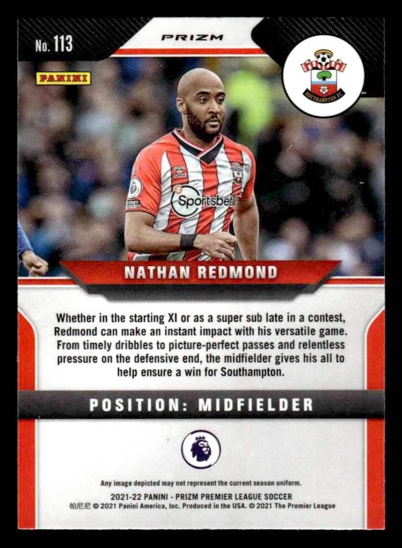 2021-22 Panini Prizm Premier League #113 Nathan Redmond Prizms Silver