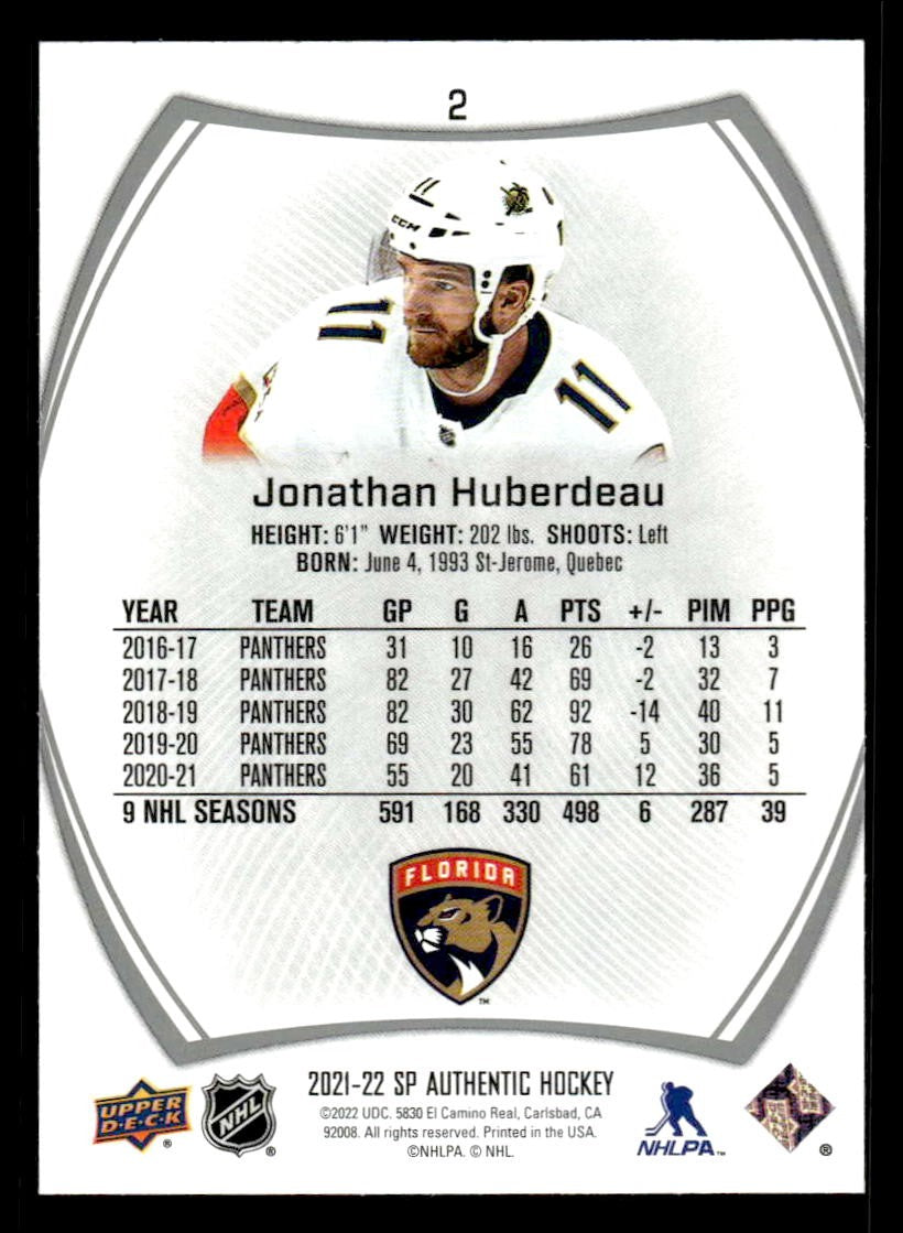 2021-22 SP Authentic #2 Jonathan Huberdeau