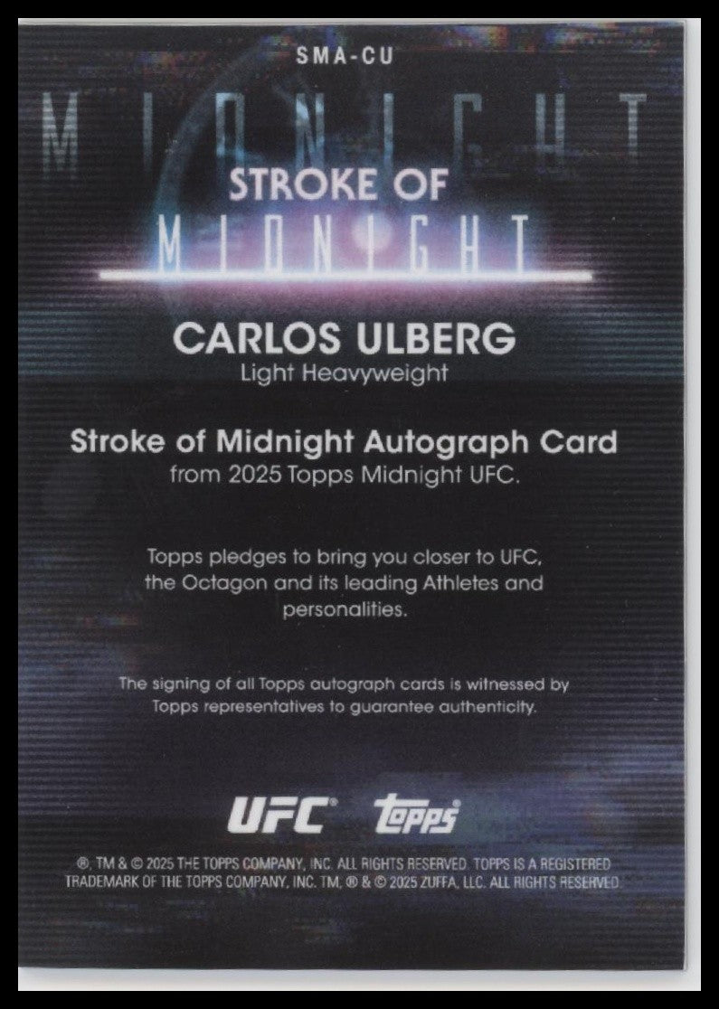 2025 Topps Midnight UFC #SMA-CU Carlos Ulberg Stroke of Midnight Autographs