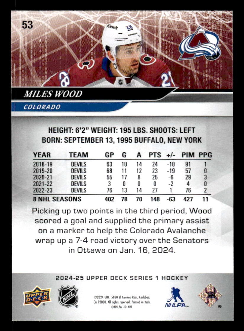 2024-25 Upper Deck #53 Miles Wood