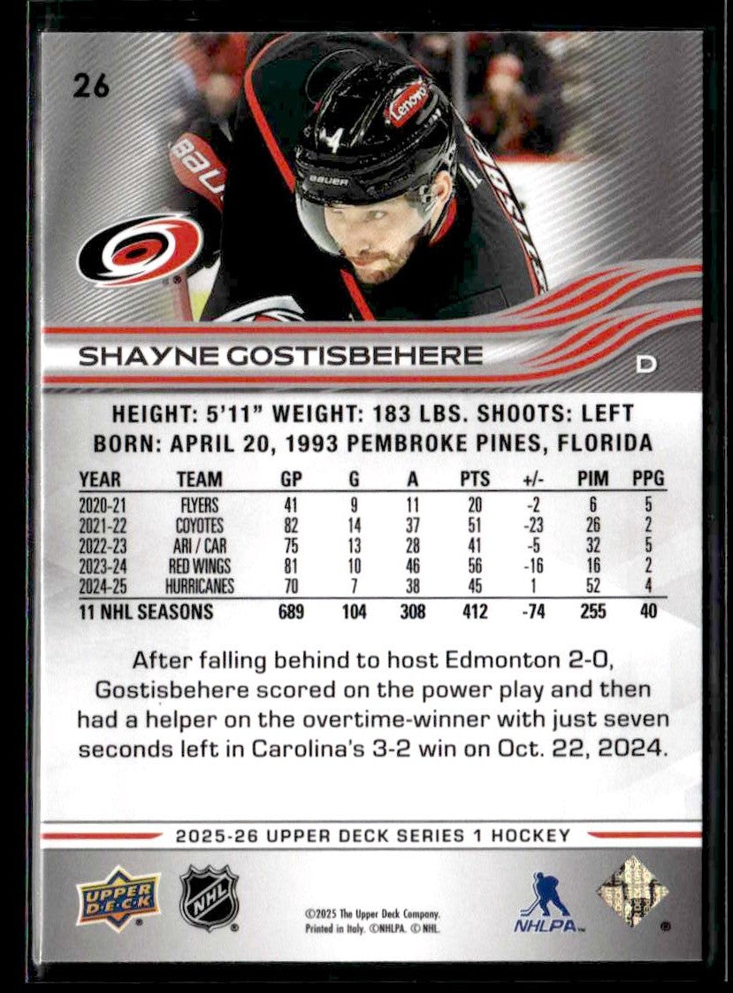 2025-26 Upper Deck #26 Shayne Gostisbehere
