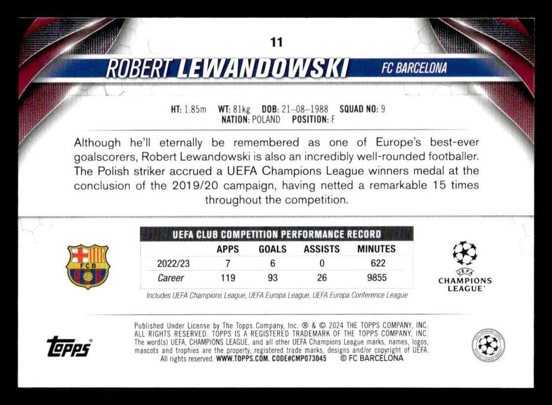 2023-24 Topps Jade Edition UEFA Club Competitions #11 Robert Lewandowski