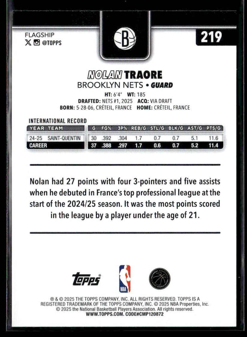 2025-26 Topps #219 Nolan Traore