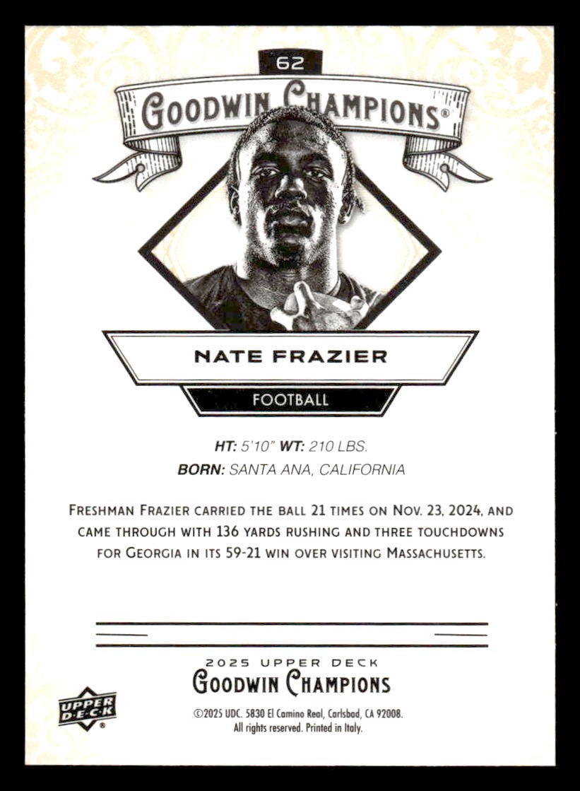 2025 Upper Deck Goodwin Champions #62 Nate Frazier