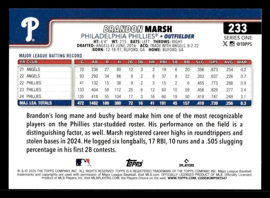 2025 Topps #233 Brandon Marsh