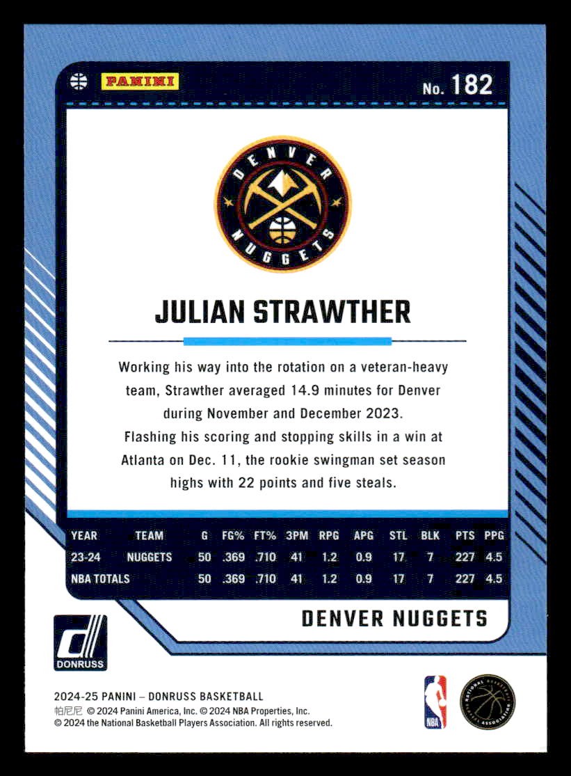 2024-25 Donruss #182 Julian Strawther