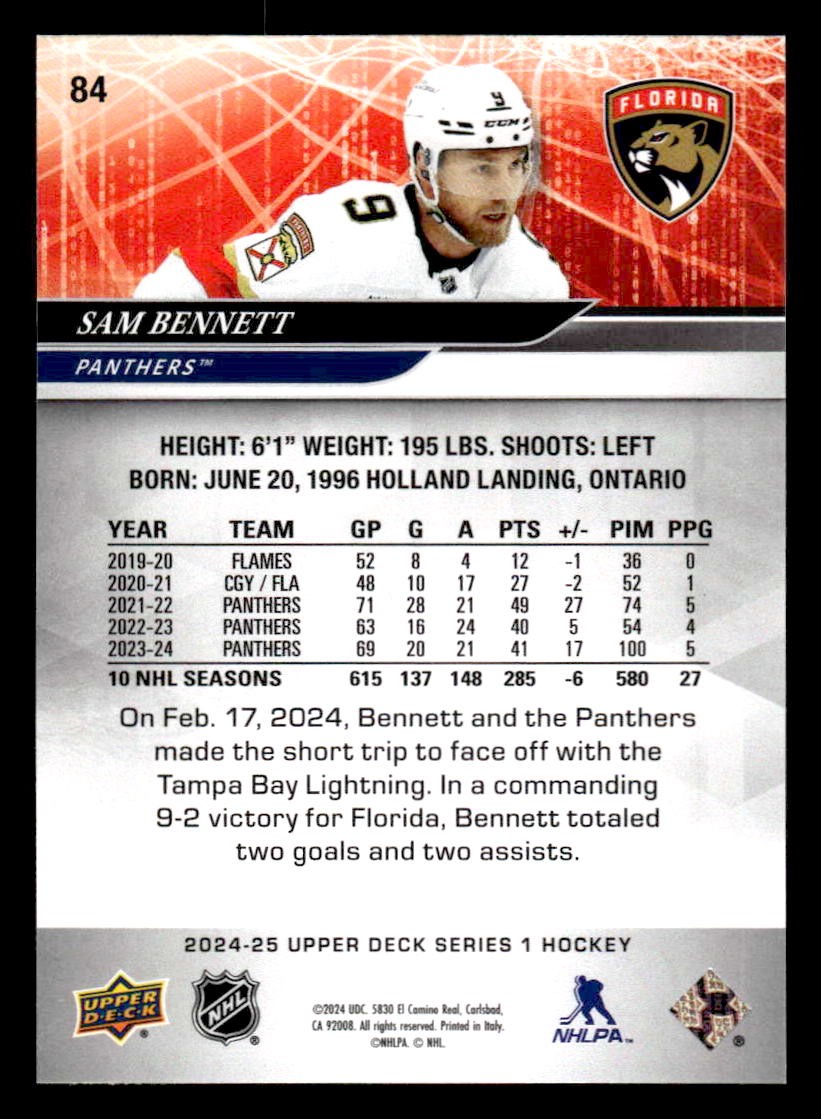 2024-25 Upper Deck #84 Sam Bennett