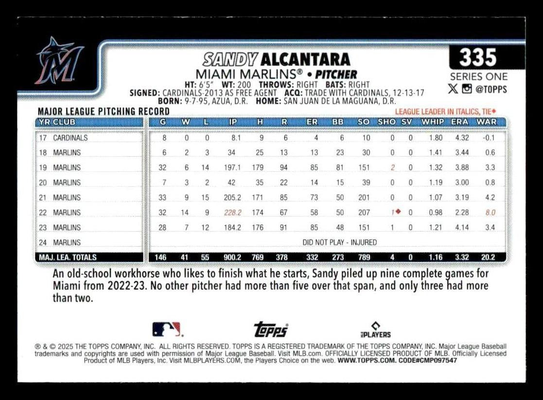 2025 Topps #335 Sandy Alcantara