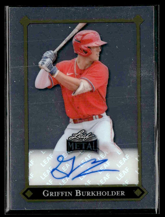 2025 Leaf Metal #LGR-GB1 Griffin Burkholder 1992 Gold Leaf Rookies Silver #/49