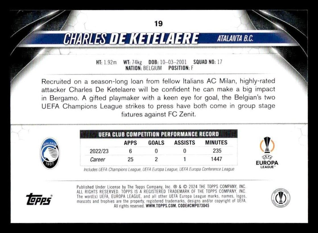 2023-24 Topps Jade Edition UEFA Club Competitions #19 Charles De Ketelaere