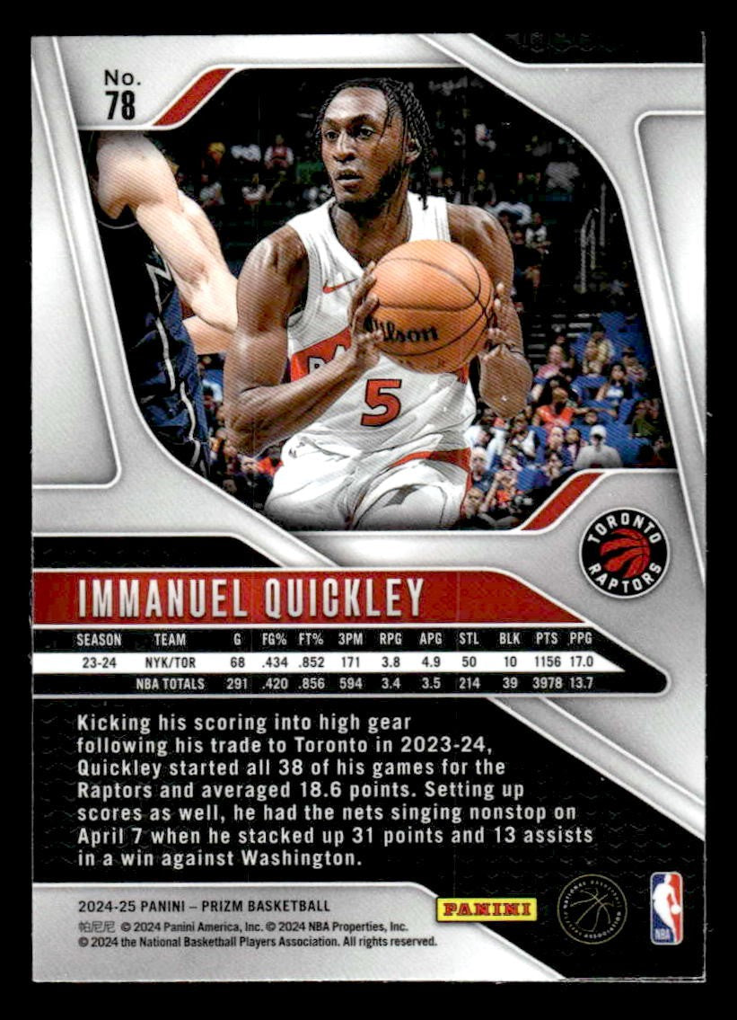 2024-25 Panini Prizm #78 Immanuel Quickley