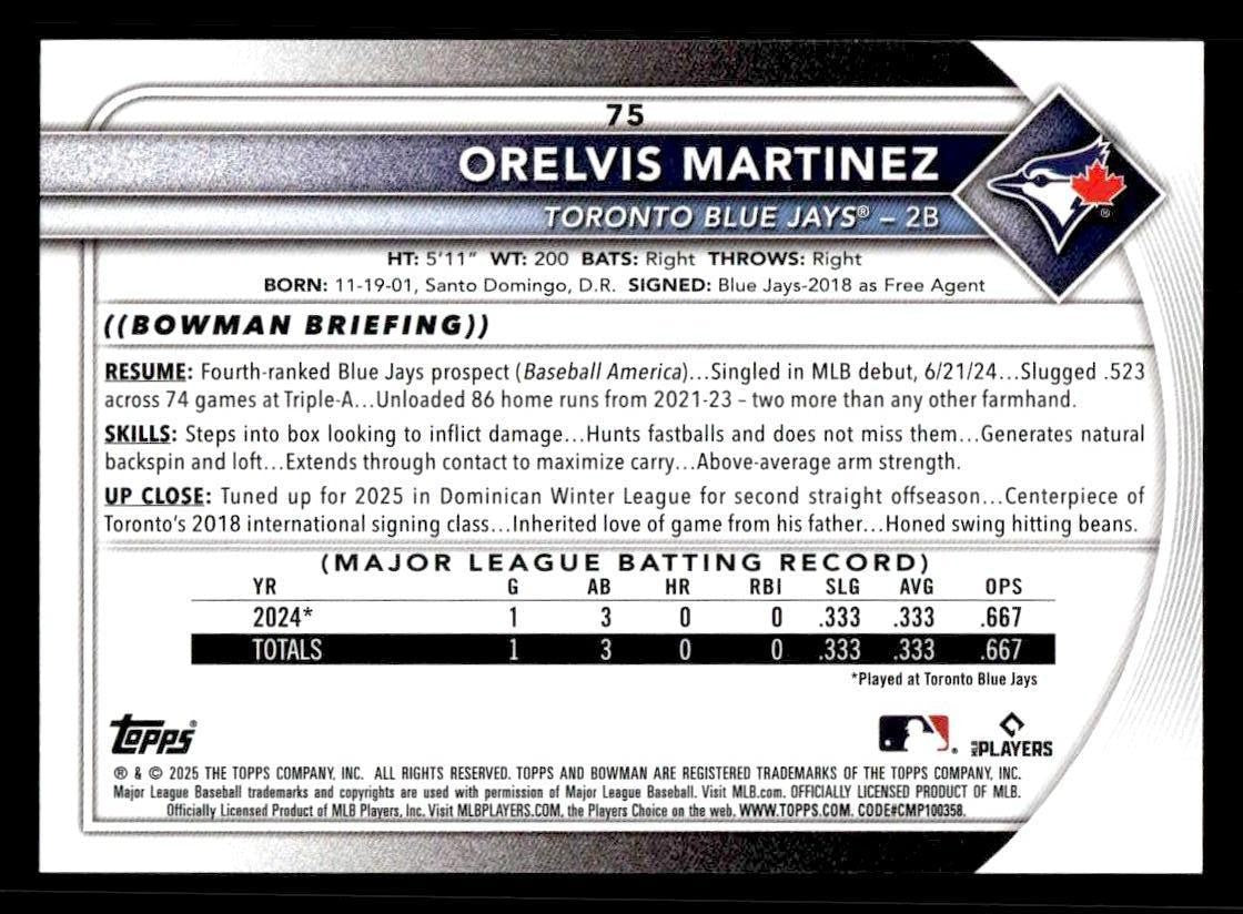 2025 Bowman #75 Orelvis Martinez