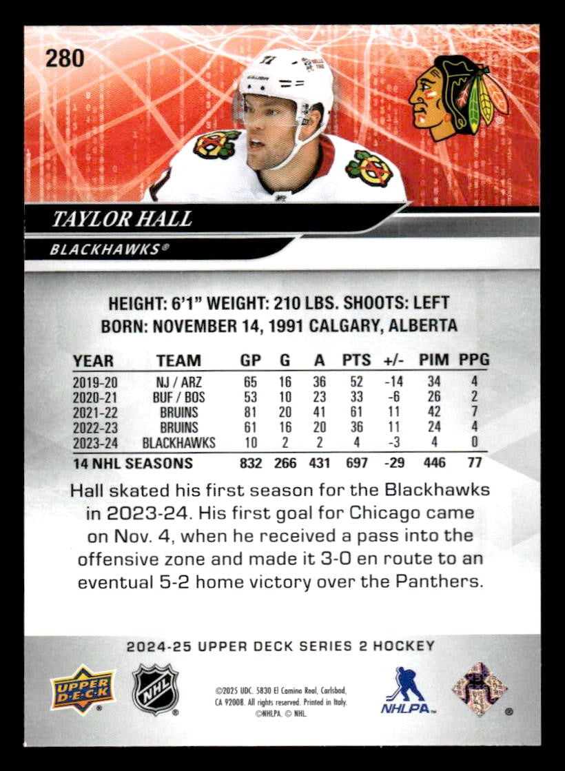 2024-25 Upper Deck #280 Taylor Hall