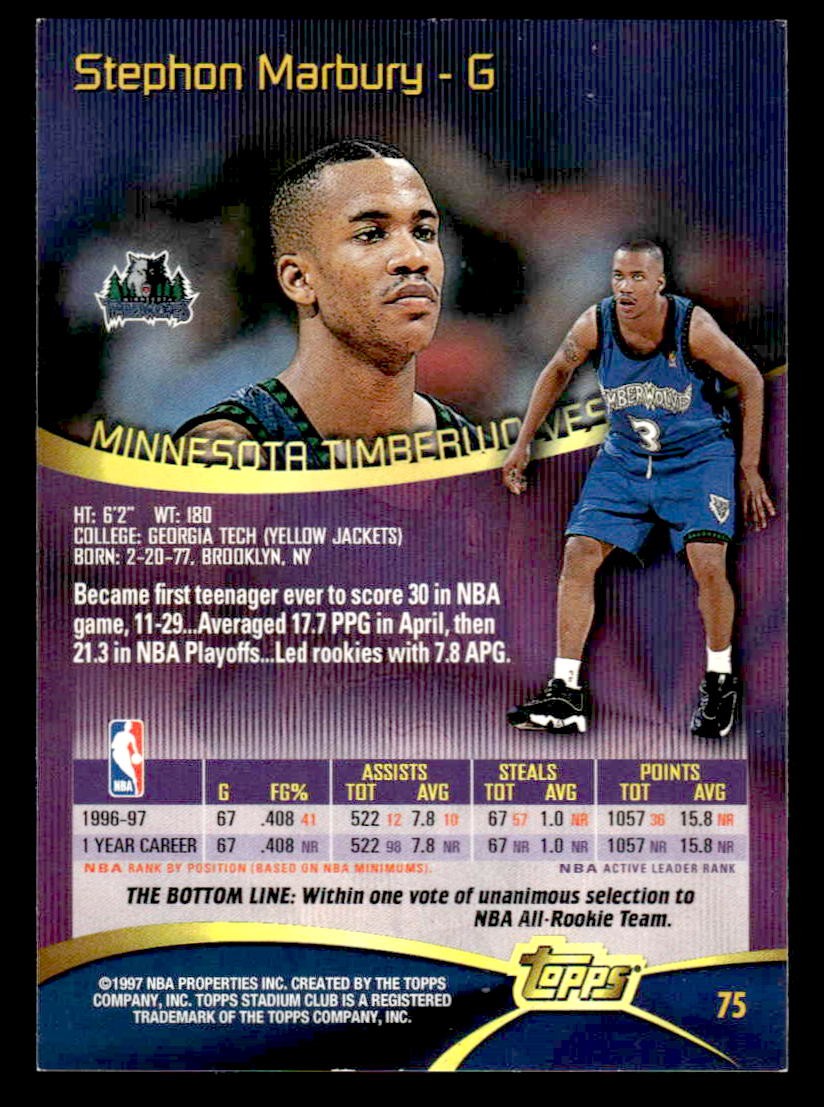 1997-98 Stadium Club #75 Stephon Marbury