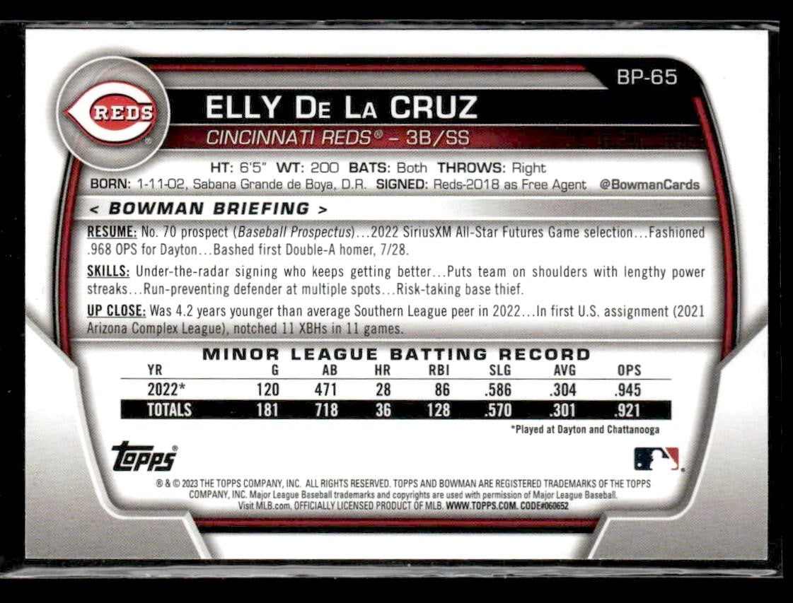 2023 Bowman #BP-65 Elly De La Cruz Prospects