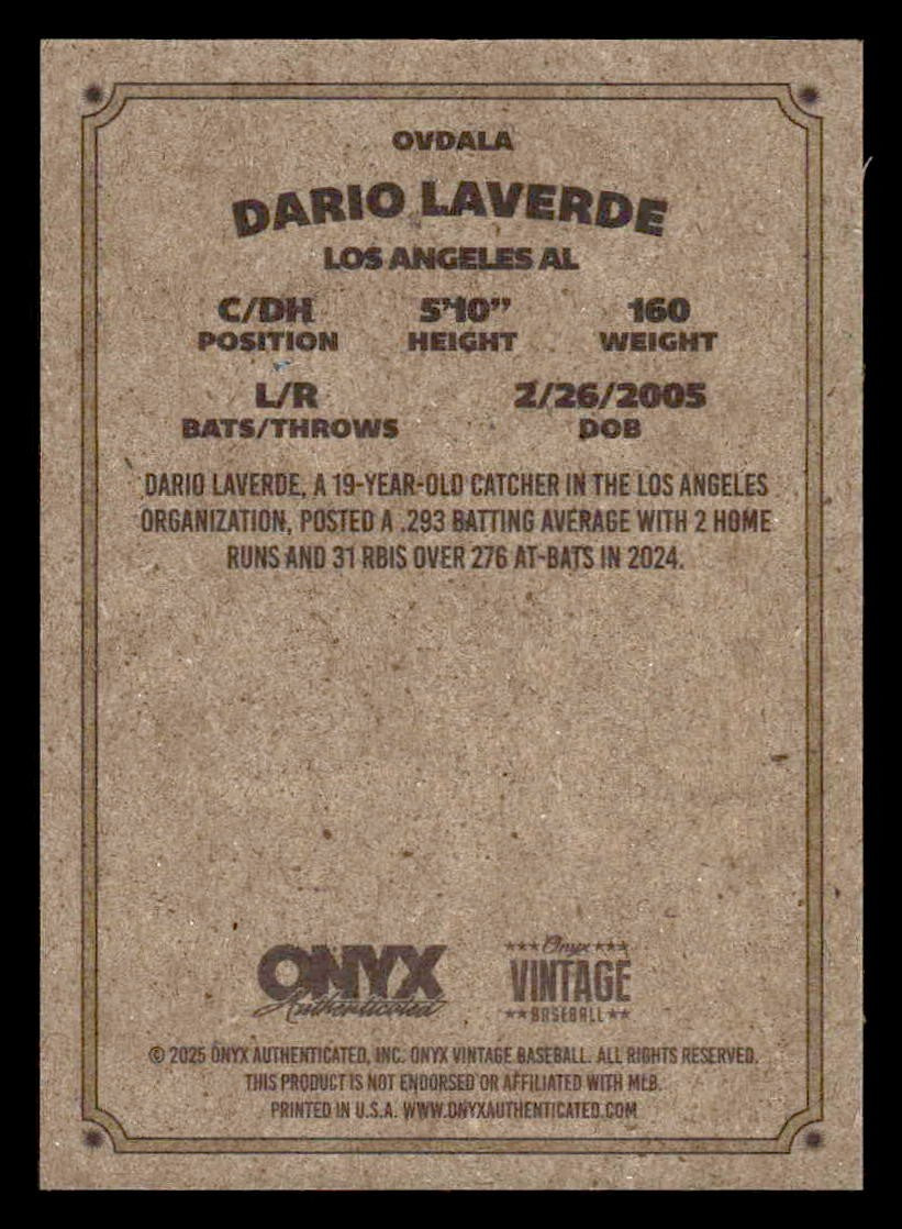 2025 Onyx Vintage #OVDALA Dario Laverde